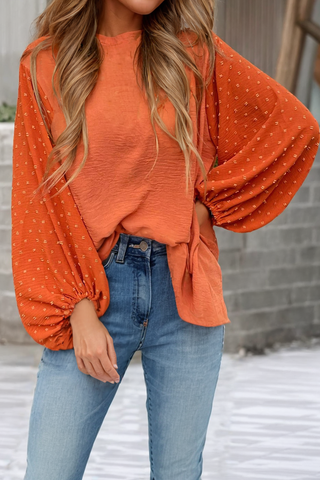 Balloon Sleeve Russet Orange Blouse