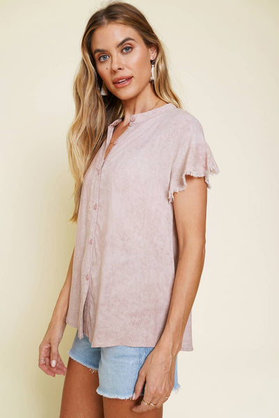 Blush Ruffle Sleeve Blouse