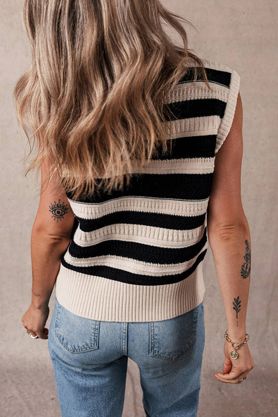 Ribbed Trim Knitted Tank Top