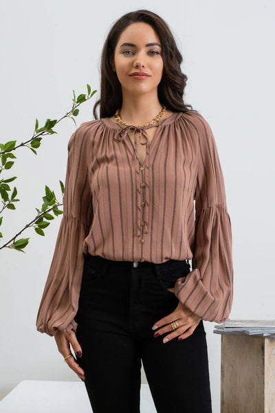 Tan Striped Blouse