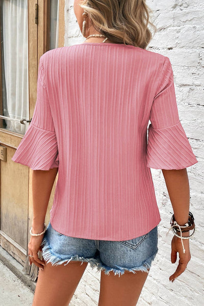 Pink Ruffled Sleeve Top