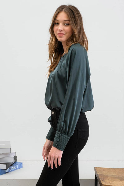 Hunter Green Silky Blouse