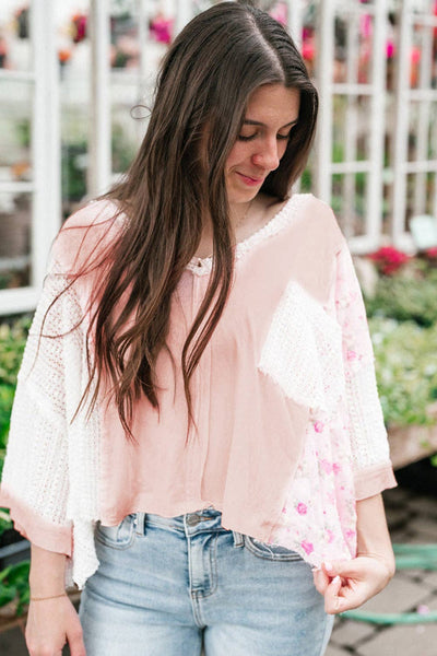 Floral Crochet Patchwork Blouse