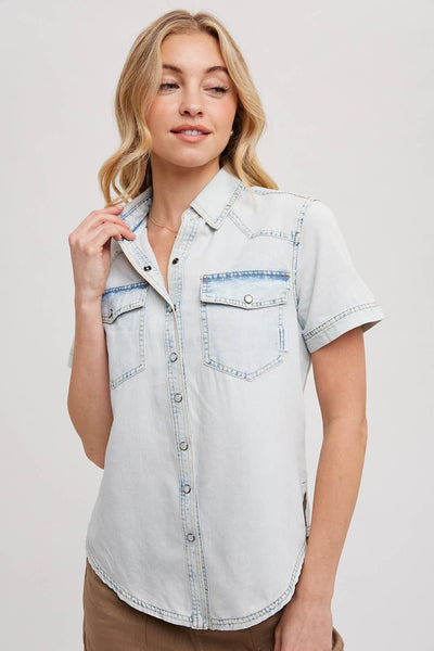 Denim Short Sleeve Top