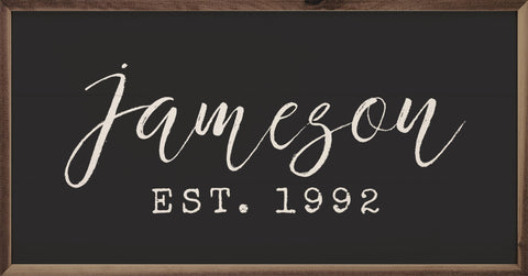 Personalized Name Year Black: 40x20