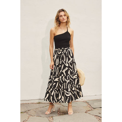 Sash Tie Tiered Skirt