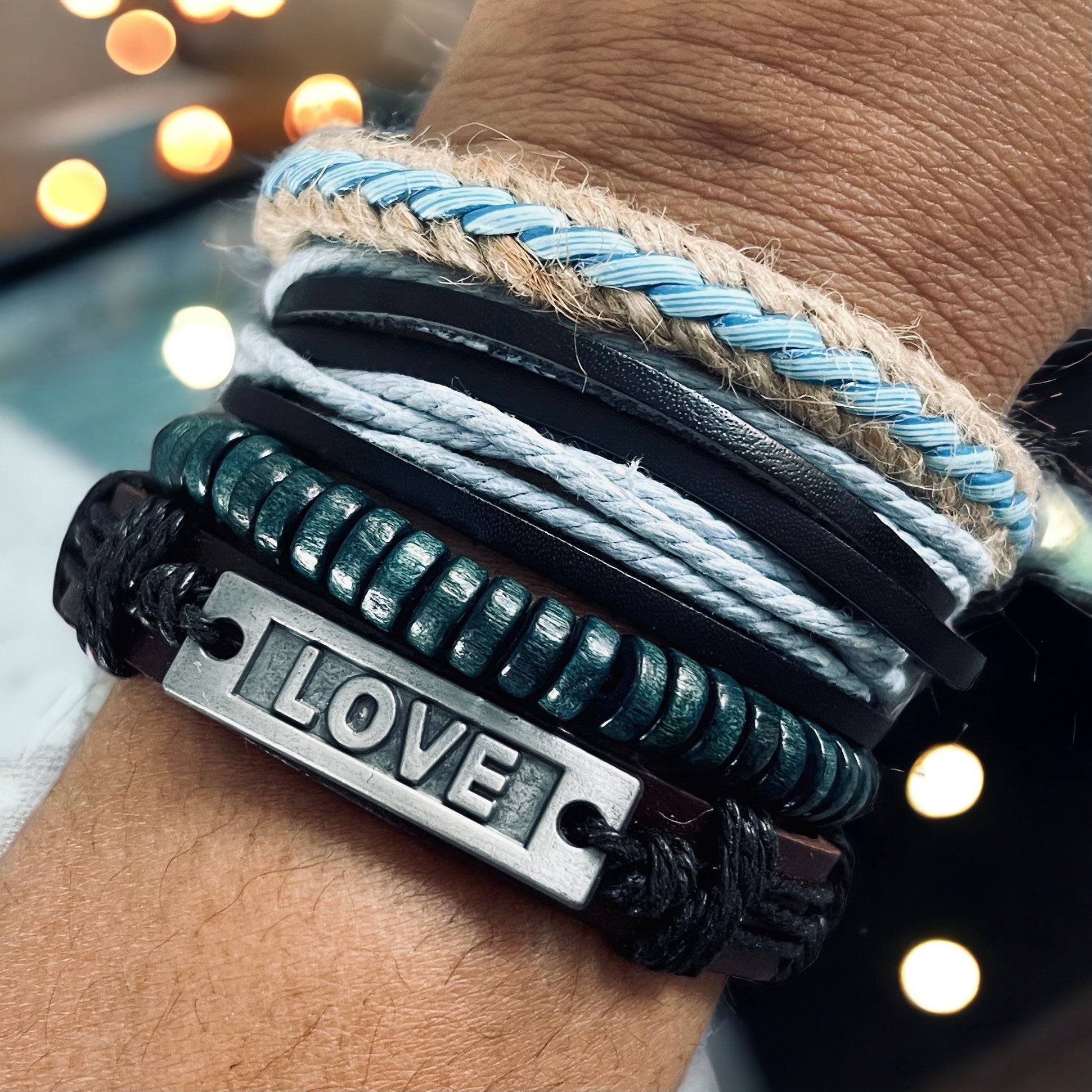 Boho Bracelet Set: Love (Blue)
