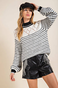 Open knit Pin Stripe Sweater