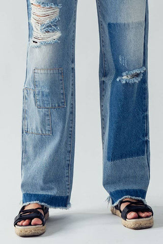 Patchwork Denim Jeans