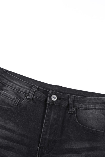 Frayed Hem Denim Shorts With Pockets