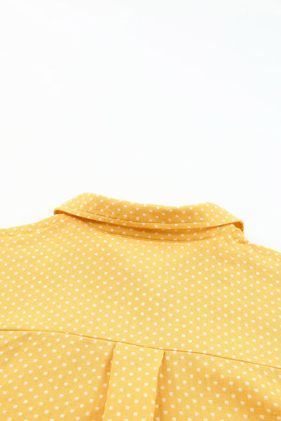 Rolled Short Sleeve Polka Dot Print Shirt