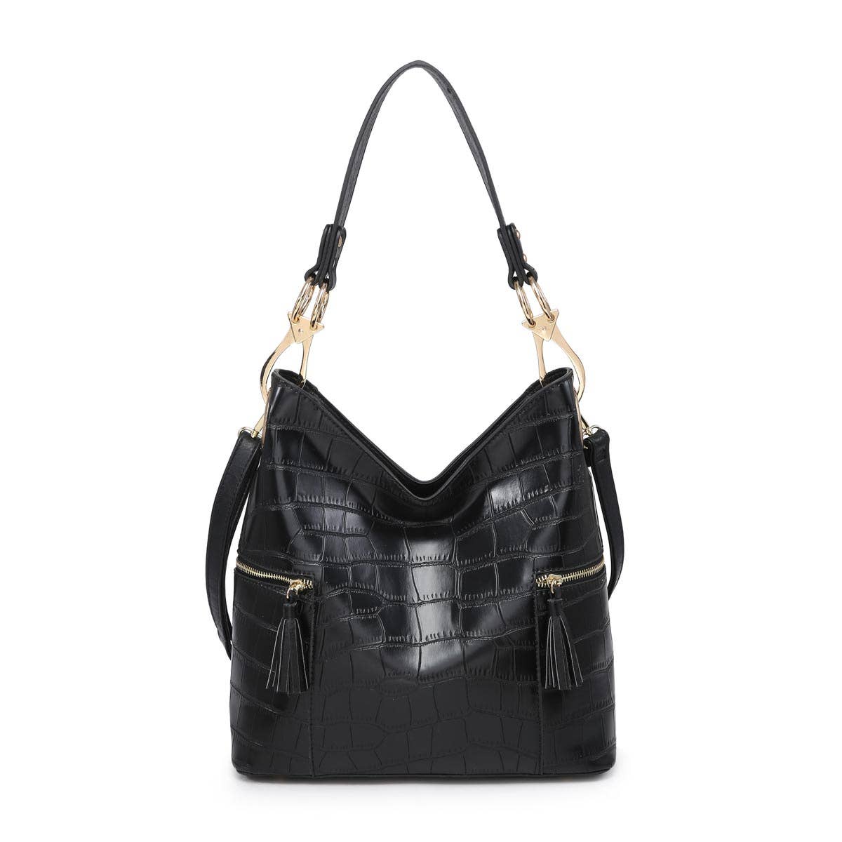 Rochelle Crocodile Print Hobo Bag