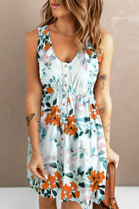 Printed Button Down Sleeveless Dress