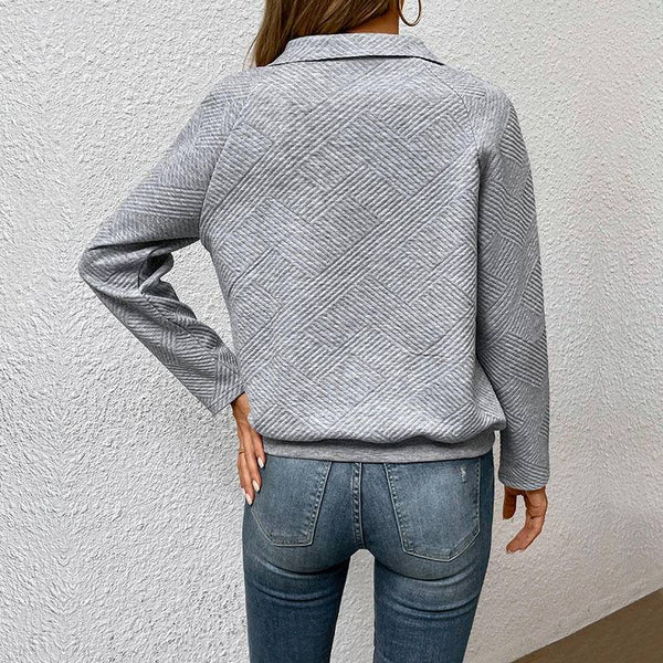 Textured Long Sleeve Buttons Sweatshirt With Kangaroo Pocket