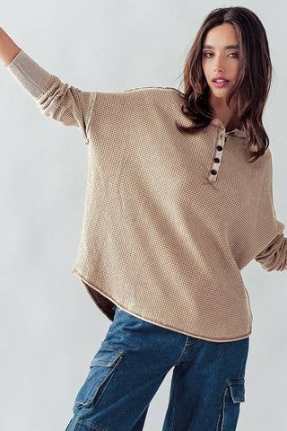 Camel Thermal Knit Top