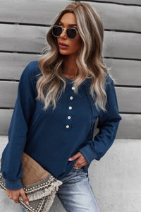 Blue Crew Neck Top