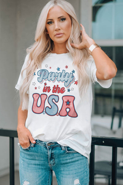 White Party In The USA Graphic Print T Shirt