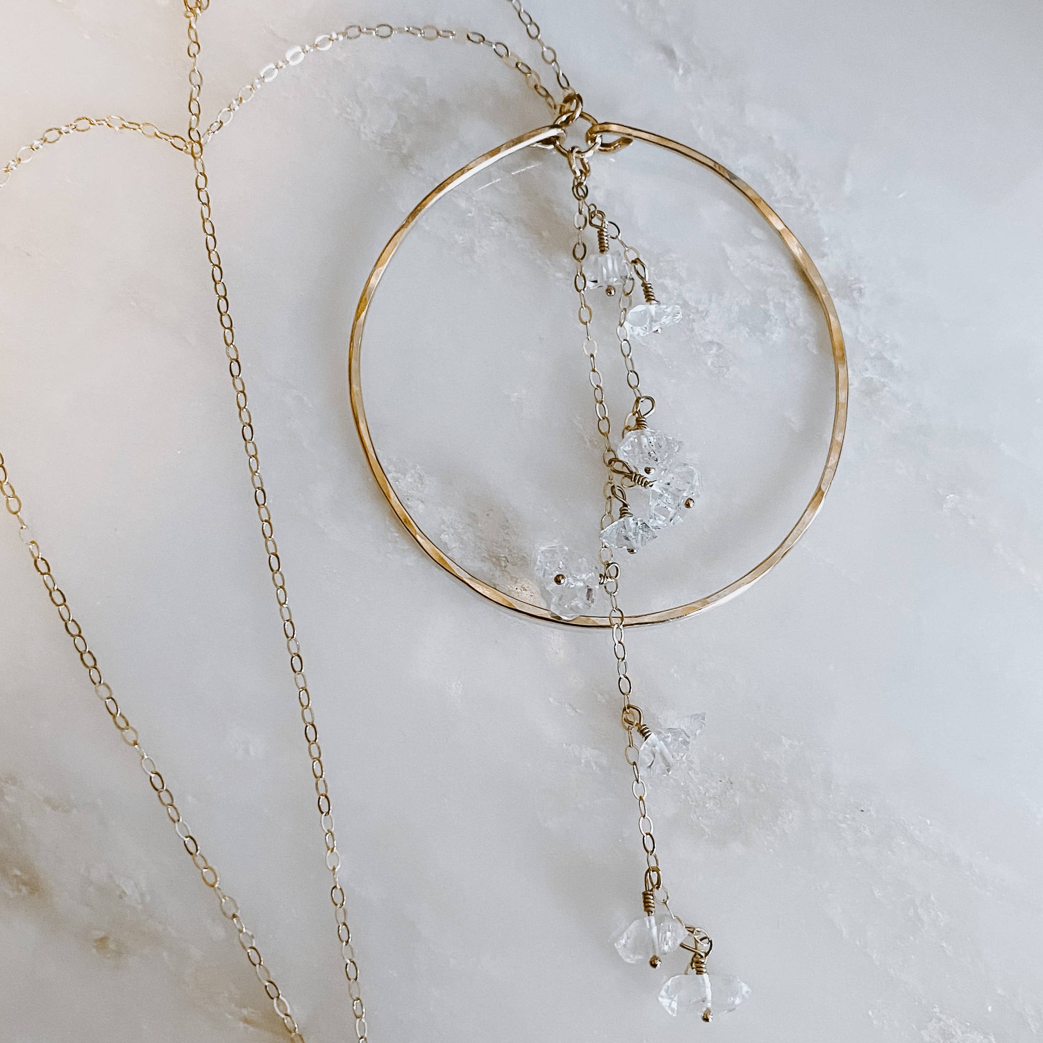 Enchanted Herkimer Diamond Hoop Necklace