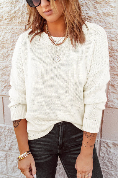 Oversize Knitted Drop-Shoulder Sleeve Sweater