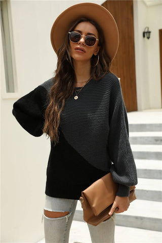 Black and Grey Color Block Sweater