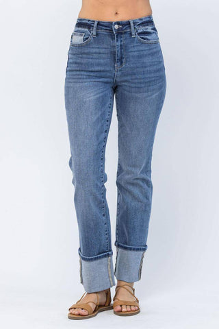 Judy Blue High Waist Straight Leg Jeans with Wide Cuff