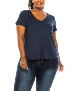 Navy Bamboo Curvy Tee