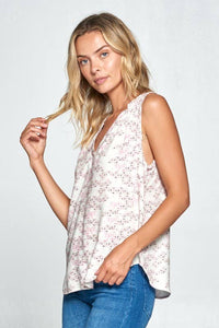 Pink V-neck Sleeveless Top