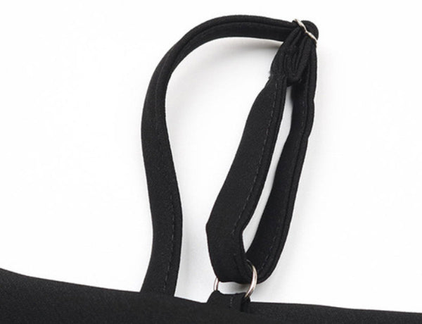 Black Cold-Shoulder Adjustable Strap Blouse