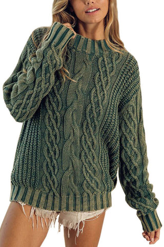 Vintage Washed Cable Knit Sweater Top