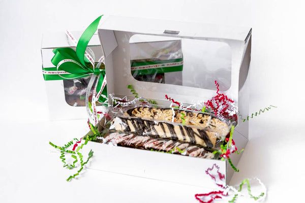 Festive Holiday Biscotti Box - hand tied ribbon