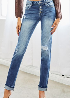 Kancan Mid Rise Straight Jeans