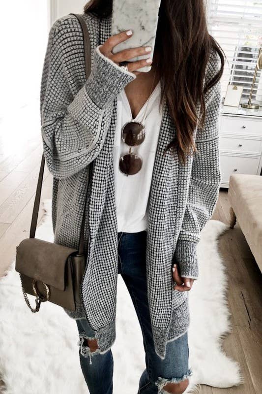 Black and White Knit Cardiagn