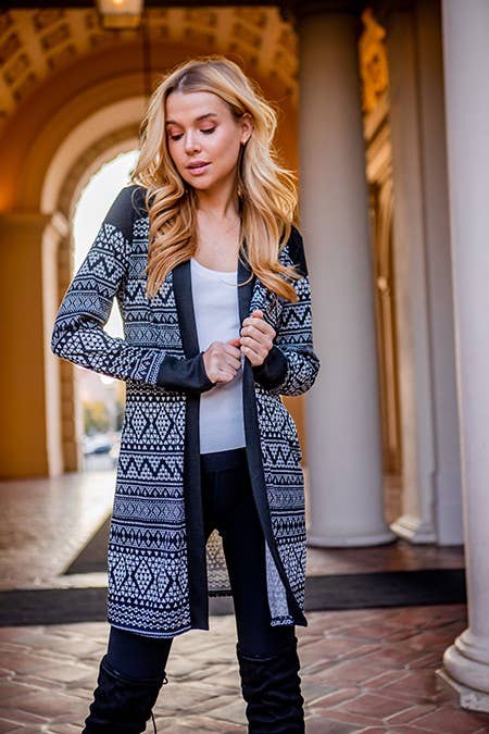 Black and Grey Aztec Cardigan