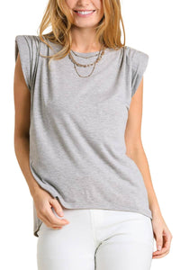 Sleeveless Jersey Top With Shoulder Pads