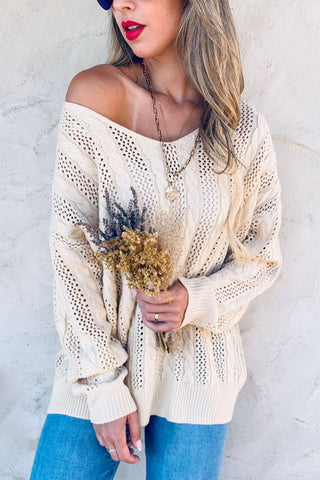 Ivory Lace Up Sweater