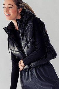 Black Cropped Puffer Vest