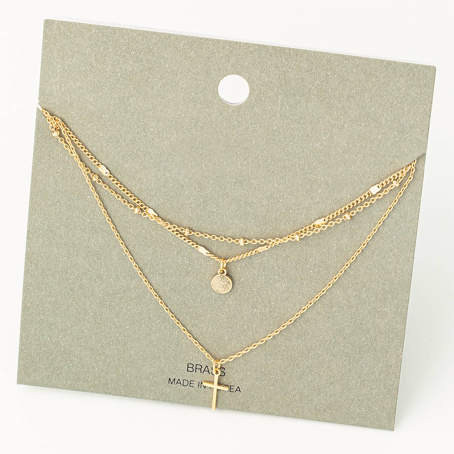 Dainty Layered Chain Cross Charm Necklace