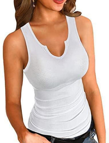 Sexy Notched Collar Sleeveless Tank Top