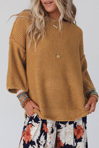 Slouchy Textured Knit Loose Sweater