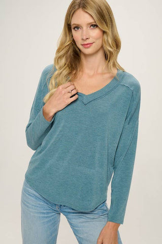 Green French Terry Knit Top