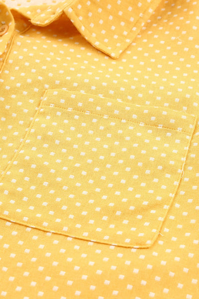 Rolled Short Sleeve Polka Dot Print Shirt