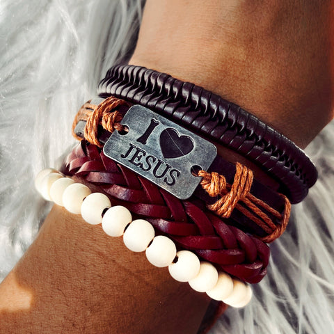 Boho Bracelet Set: I Love Jesus